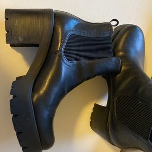 Black platform ankle boot